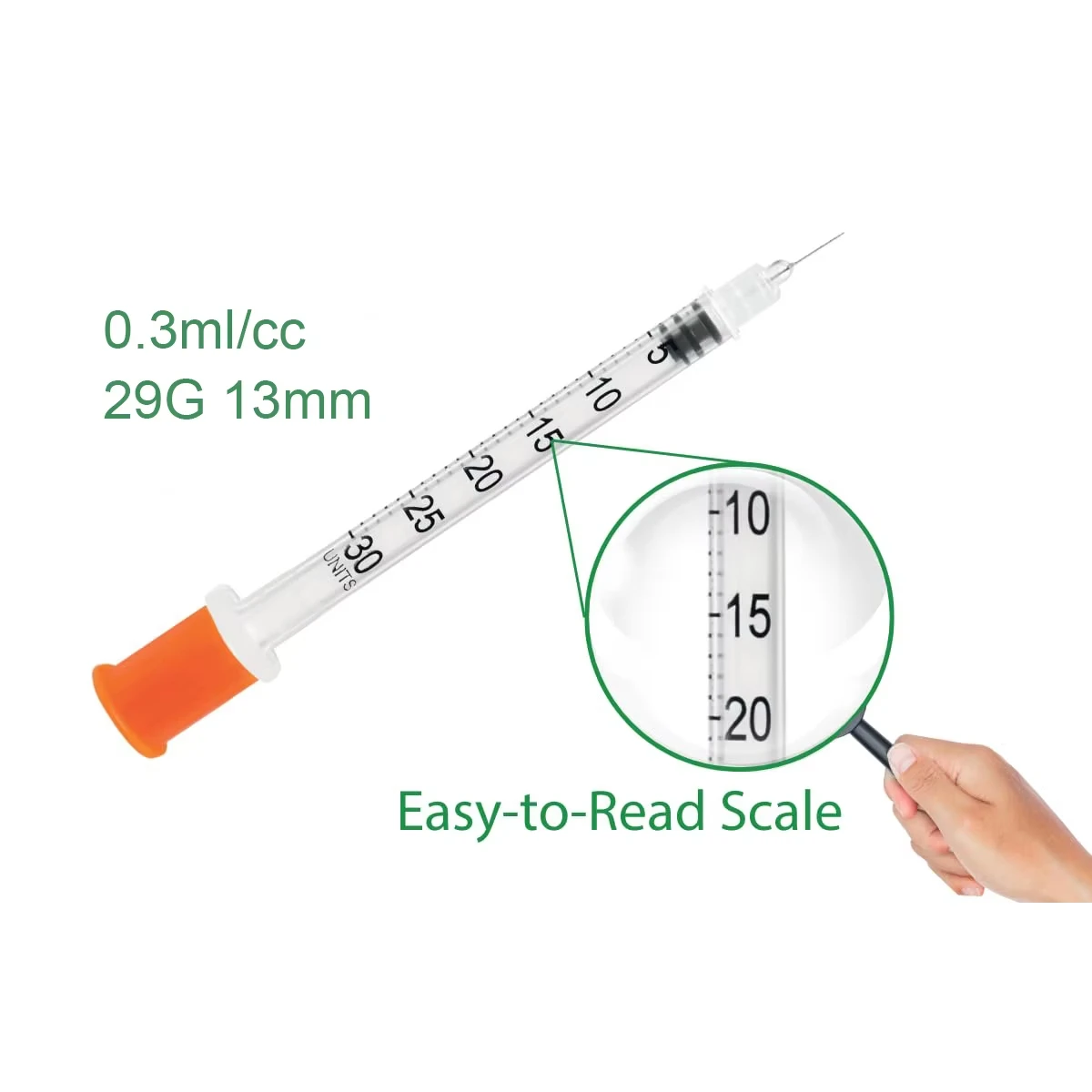 0.3ml Sterile Disposable Insulin Syringes with 29G 13mm Needle