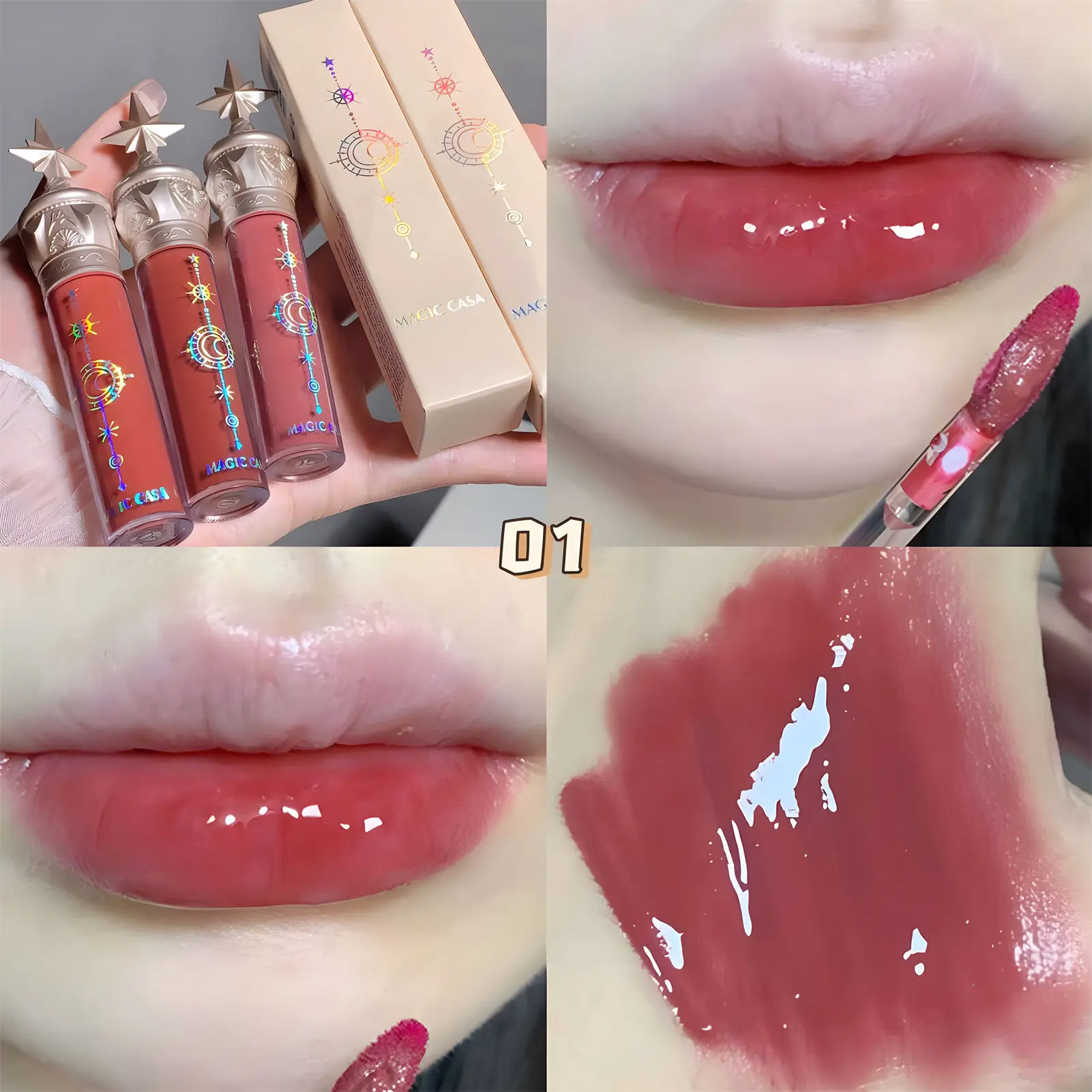 3pcs Natural-Looking Mirror Lip Gloss Moisturizing Full Coverage Revitalizing for Women Girls Cosmetic Supplies EIG88