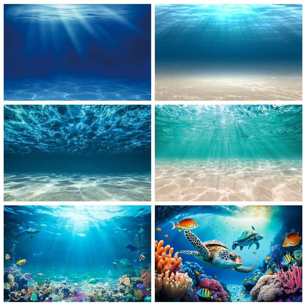 

Underwater World Seabed Backdrop for Photography Summer Ocean Undersea Aquarium Fish Coral Baby Portrait Photo Background Studio