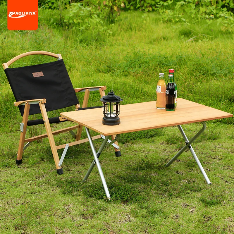 

Aoliviya Outdoor Camping Xuefeng Same Style Bamboo Allegro Table Fast Portable Picnic Folding Table Camping Aluminum Alloy Egg R