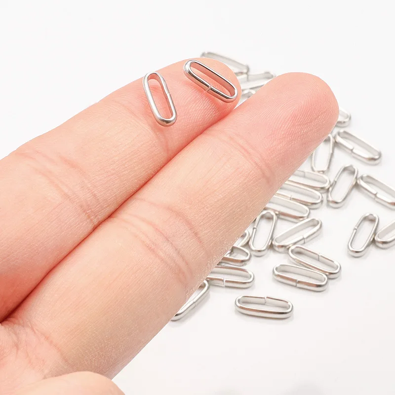 50pcs 304 Stainless Steel Oval Link Rings Connectors Jump Ring for DIY Bracelet Necklace Keychain Jewelry Making Accessories