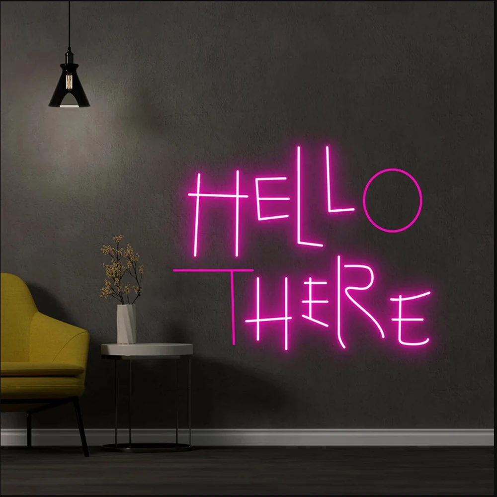 Imagem -02 - Neon Sign Wall Art Decor Olá lá Aqui Luz Led Inferno Aqui