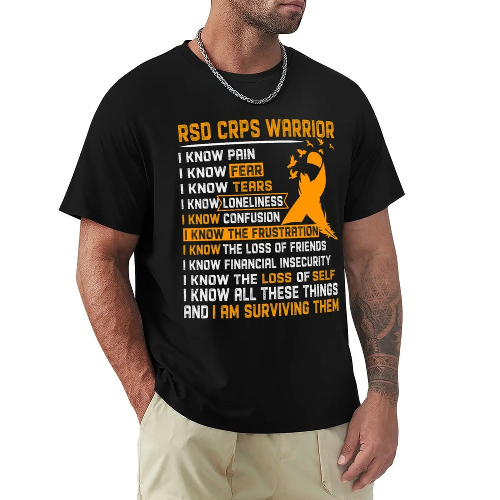 

I Am RSD CRPS Warrior, I Know All These Things and I Am Surviving Them T-Shirt Christmas Casual Short Sleeve Top