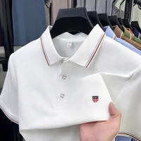 Polo a rayas clásico de lujo para hombre, bordado, superventas, nuevo, cómodo, transpirable, top corto de verano