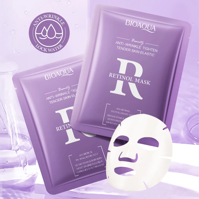 BIOAQUA Retinol Anti Wrinkles Facial Masks Moisturizing Whitening Anti-Aging Anti Acne Face Mask Facial Skin Care Products view 6