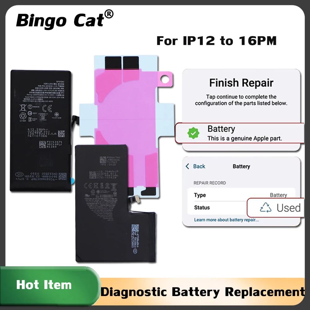 For IPhone 12 12pro 13 14promax 15 15promax Rechargeable High Capacity Diagnostic Battery 18.1/ 26.0  No Pop-up Message Replace