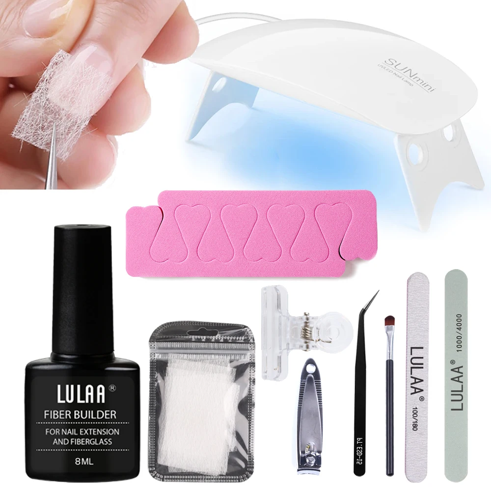 

CNHIDS Nail Extension Glue Fiberglass Manicure Tool Nail Accessories UV LED Nail Dryer Machine Nail Art Sets Polishing File