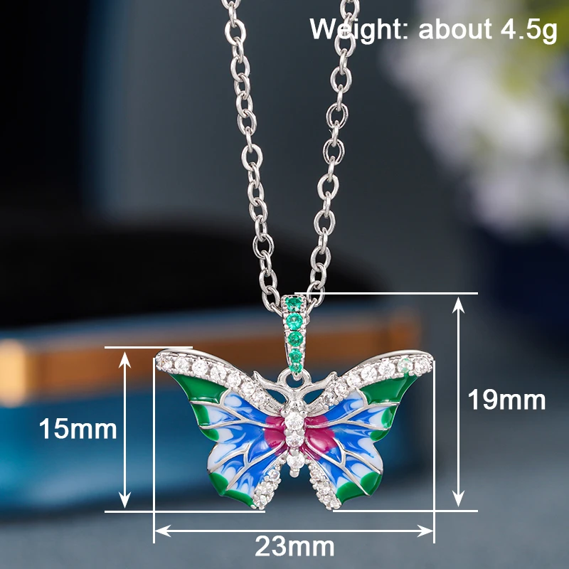 Huitan الملونة المينا عقد بحلية متدلية على شكل فراشة قلادة للنساء رائعة المشاركة الزفاف اكسسوارات الرائعة تشيكوسلوفاكيا العصرية مجوهرات