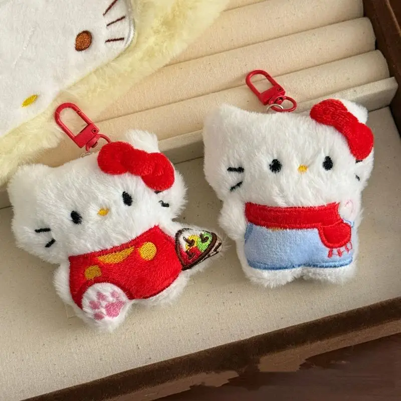 Cute Cartoon Plush Hello Kitty Pendant Keychain Kawaii Plush KT Cat Stuffed Doll Pendant Backpack Handbag Decoration Gifts