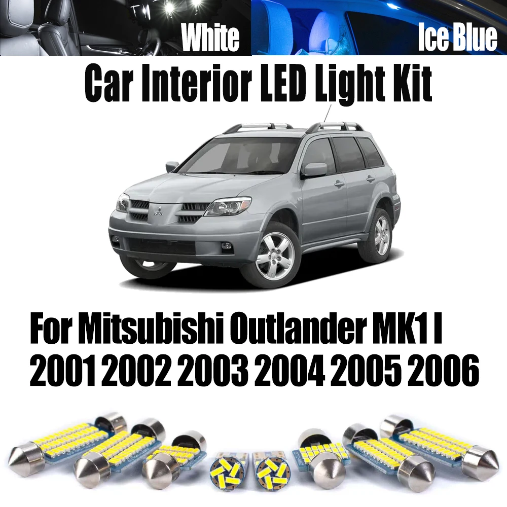 11Pcs Canbus For Mitsubishi Outlander MK1 I 2001- 2004 2005 2006 Car License Plate Bulb LED Interior Map Dome Trunk Light Kit