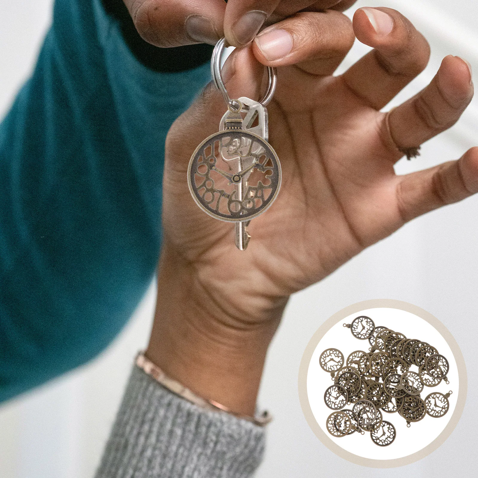 

60 Pcs Vintage Clock Accessories for DIY Jewelry Making Creative Hangings Alloy Decorative Pendants Non fading Color Smooth