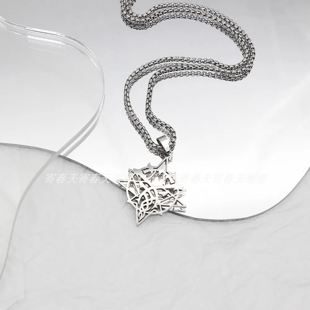 Anime Lord of Mysteries Fool Logo Nameplate Necklace Titanium Steel Pendant Keychain Fashion gothic Jewelry halloween Gifts