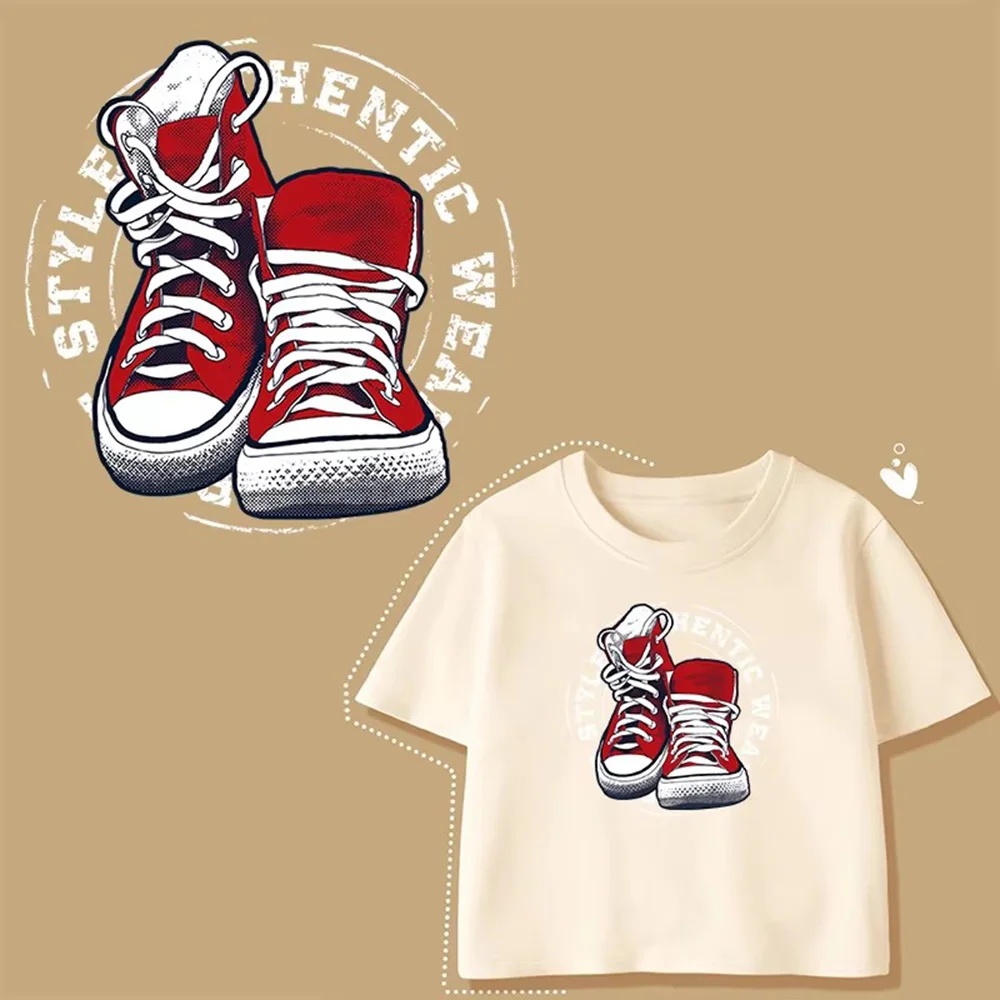 

2 Pcs Fashion Shoe Heat Transfer Clothes Stickers Iron On Patches Diy Shirt Accessory Patches For Clothes Decal Bag Pillow