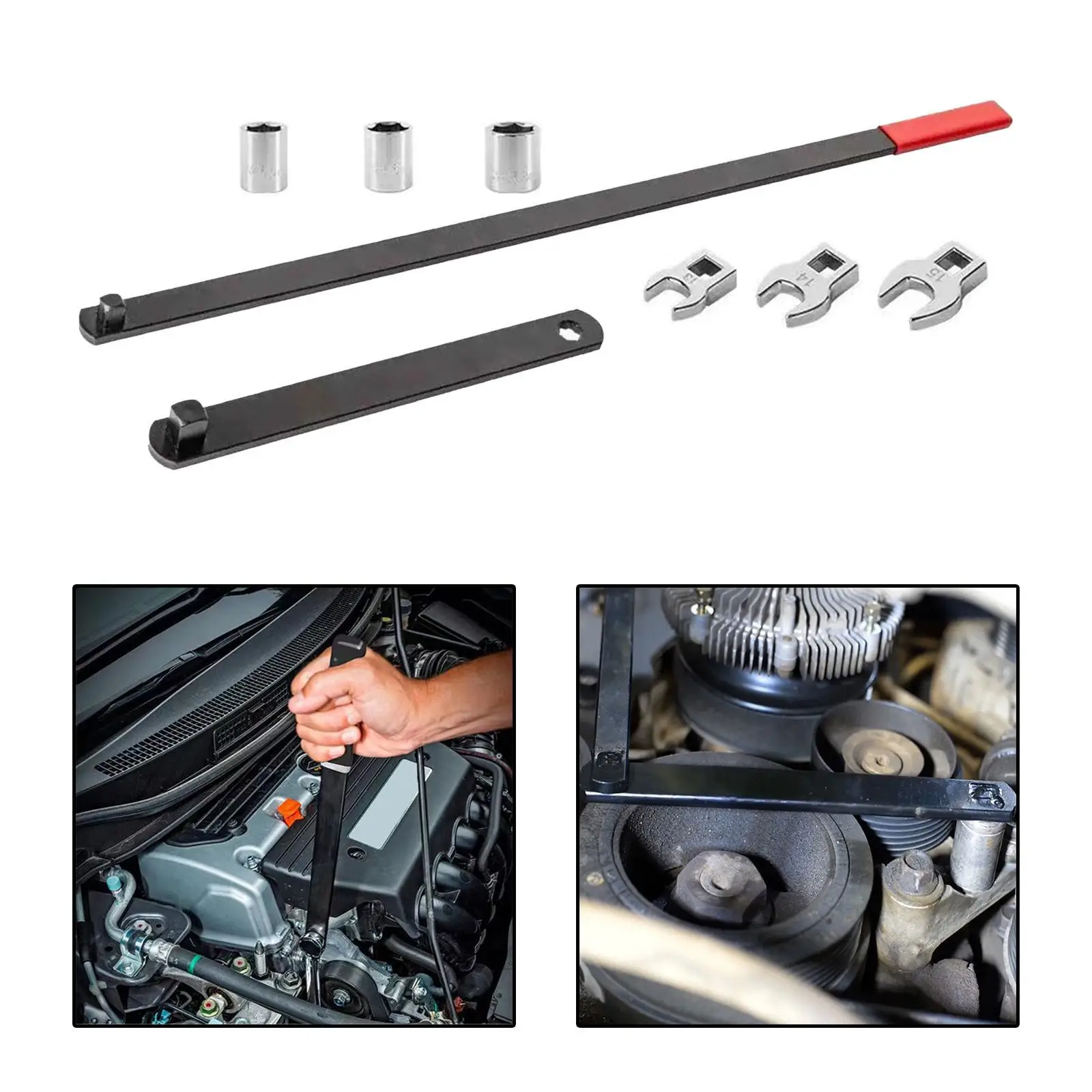 8 Pieces Serpentine Belt Tool Kit Universal, Serpentine Belt Adjust Tightener Wrench Tool Socket Belt Service Kit