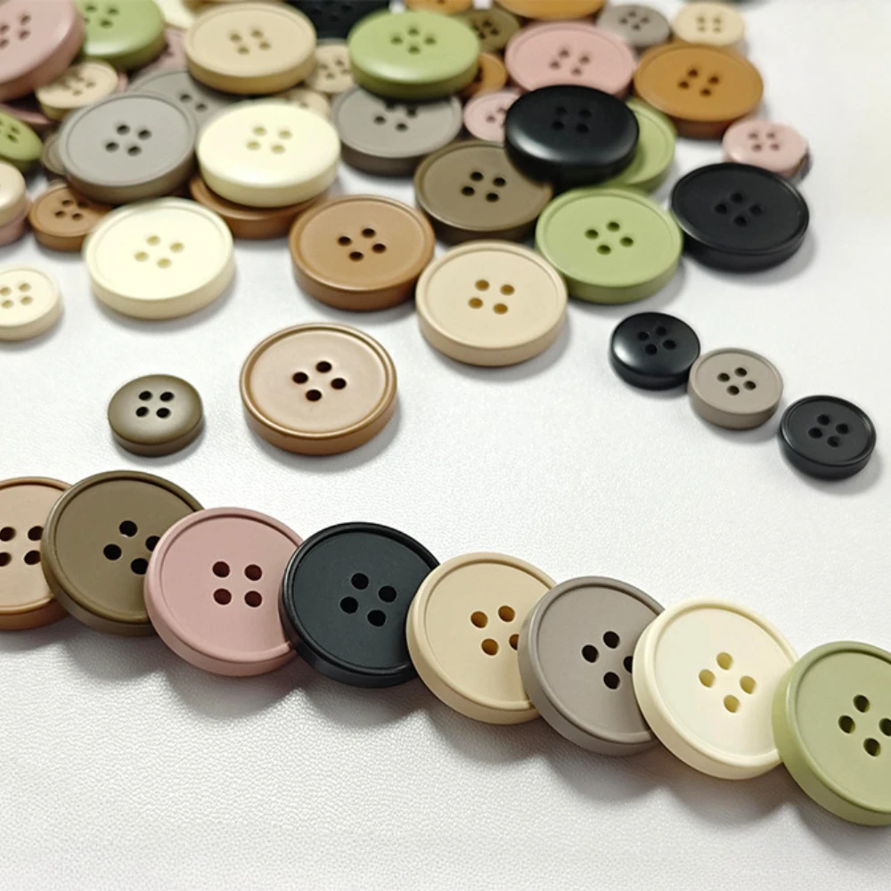 10 peças 15mm 25mm resina colorida botão de 4 furos redondo quatro olhos artesanal acessório diy para suéteres casacos ternos
