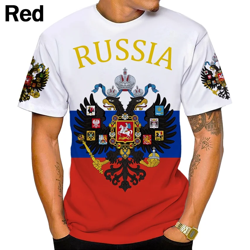 Men/Women 3D Russia Flag Casual T-shirt Unisex Hip Hop Punk Rock Tee Shirt