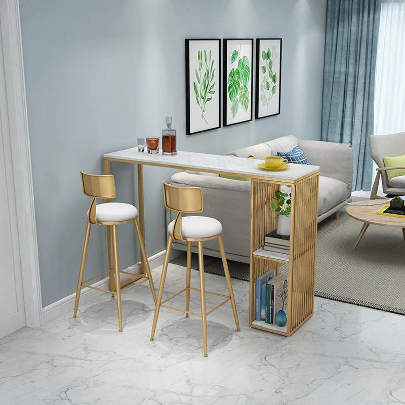 Nordic marble bar table simple modern home living room against the wall high table and chairs