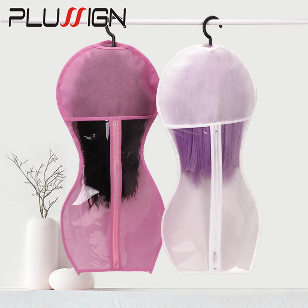 不織布ウィッグ収納ポータブルウィッグバッグ収納ハンガー付きヘアエクステンションホルダースタイリング用ウィッグ収納バッグウィッグオーガナイザー