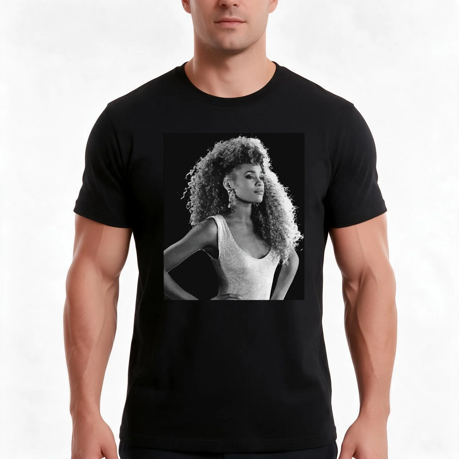 Whitney Houston Printed T-Shirt, Summer Casual Cotton Tee, Oversized Streetwear Tops, Vintage Graphic Print, Unisex Men Women