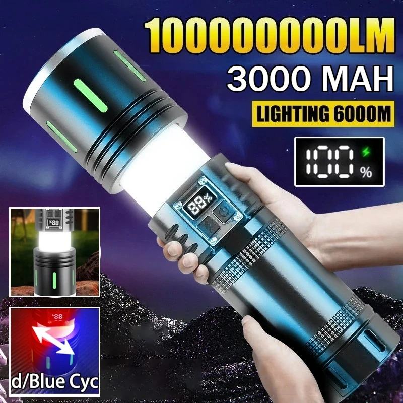 

Многофункциональный светодиодный фонарик высокой мощности, перезаряжаемый через USB тактический фонарь со встроенной батареей и функцией масштабирования для кемпинга на открытом воздухе