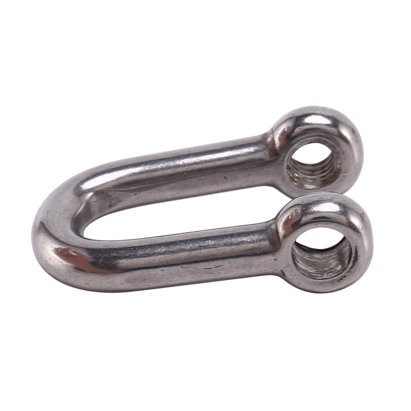 6Pcs M6x38mm Straight D-Shackle, Short, Stainless Steel AISI 316