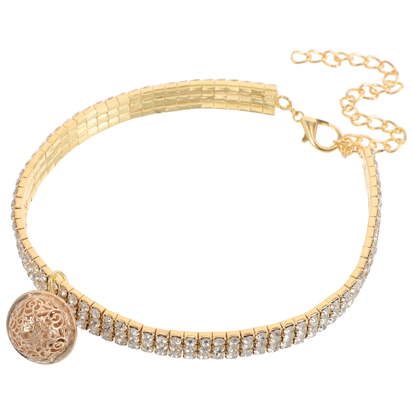 

Elastic Sparkly Rhinestone Pet Collar Hollow Bell Adjustable Cat Puppy Necklace Decorative Pet Accessories Cat Collars