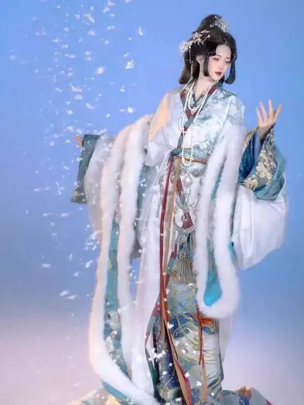 New Hanfu Women Zhan Guo Robe Azure Dragon Heavy Industry Embroidery Zhijin Wei Jin System Fiesta Carnival Halloween Cos Cosplay view 2