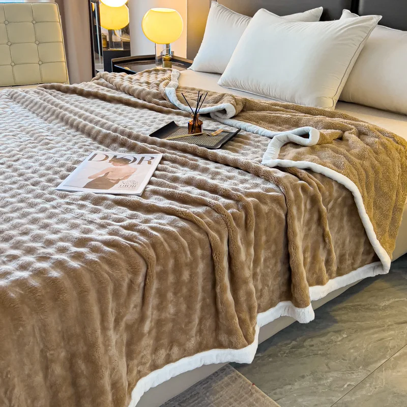 

Bubble Fleece Flannel Blanket Fur Toscana Rabbit Fleece Multi Functional Office Nap Blanket Thickened Blanket