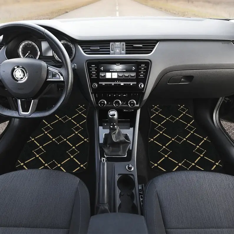 

Black Diamond Pattern Car Floor Mats Set, Front and Back Floor Mats for Car, Car Accessories