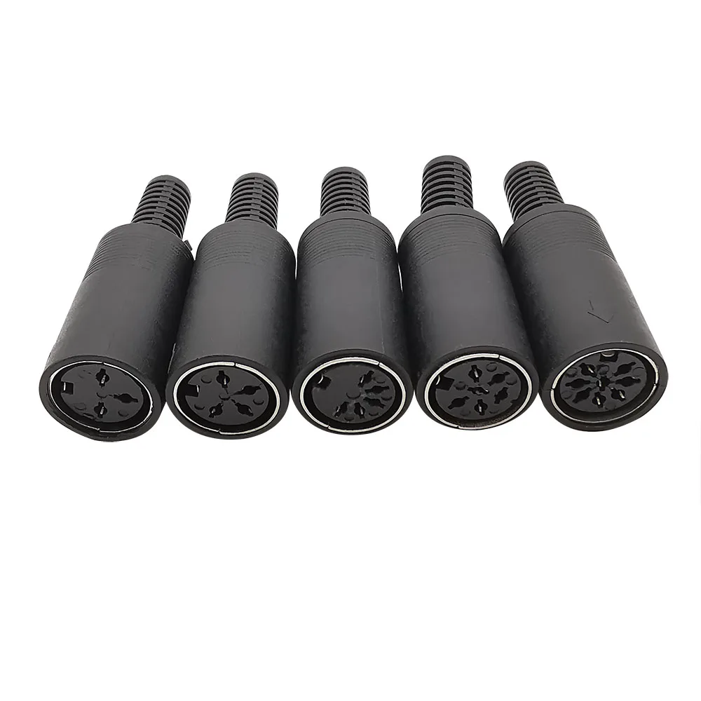 1/3/5Pcs Plastic Handle 3/4/5/6/8 Pin DIN Male Plug Female Socket Connector Chassis Cable Mount Adapter