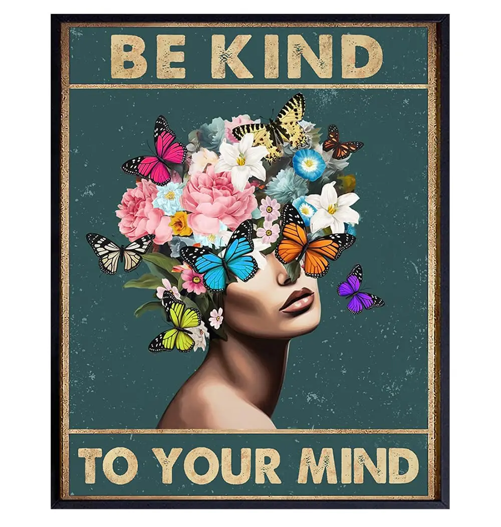 1p,positive Quotes Wall Decor for Women - Be Kind To Your Mind Inspirational Wall Art - positive Affirmations for Girls - Zen Wa