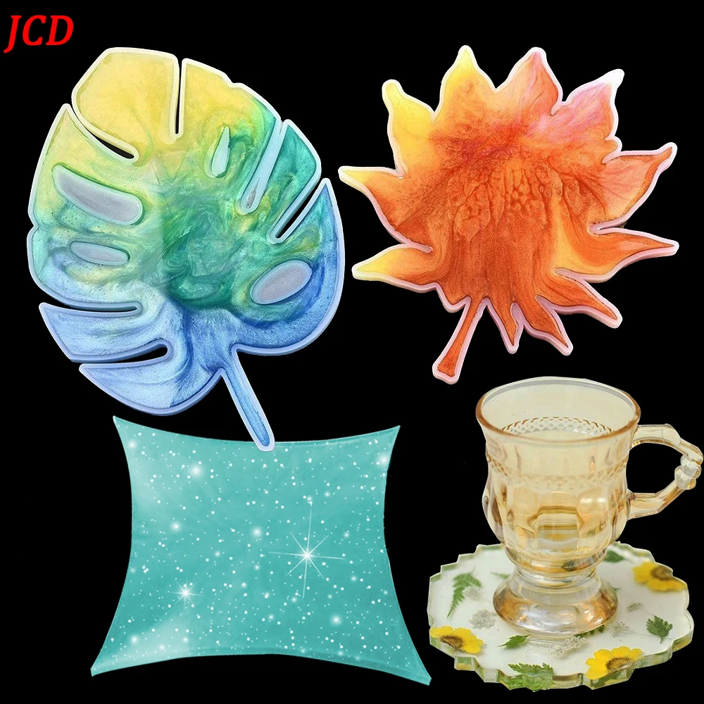 

DIY Crystal Silicone Epoxy Resin Mold Coaster Irregular Set Table Coaster Mold Handmade Mirror leaves Maple Leaf Diamond Mold