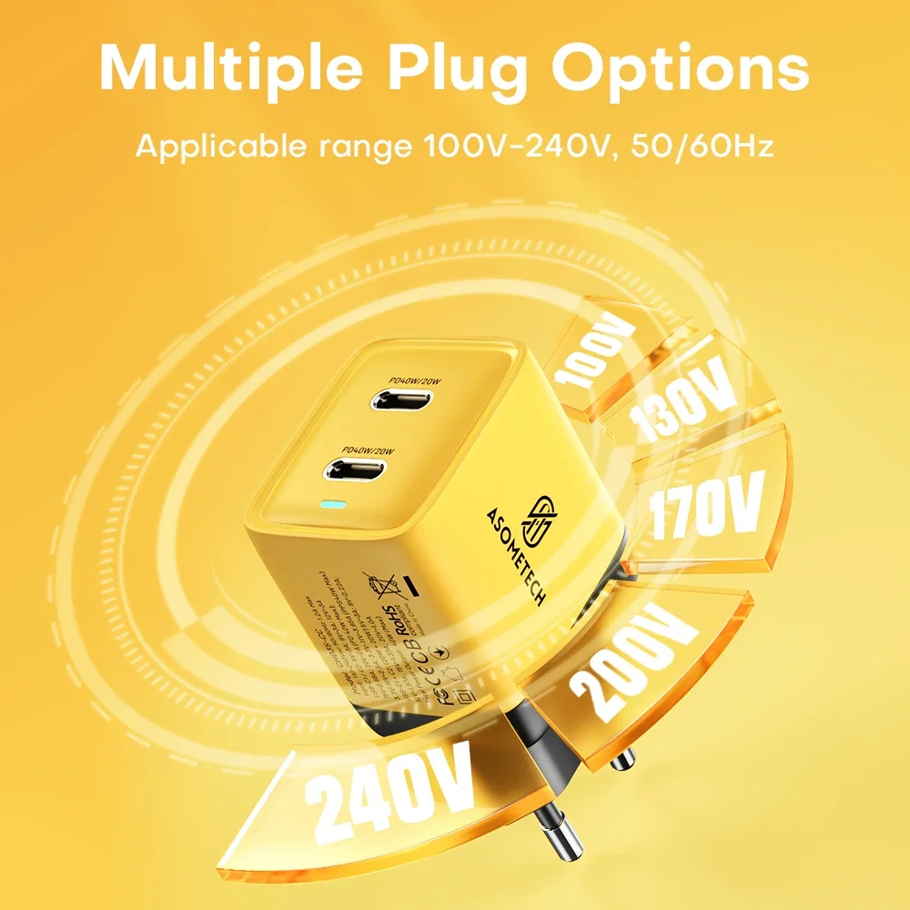 40W USB Type C GaN Fast Charger PD USB C Portable Travel Quick Charging for IPhone 16 15 14 Pro Max Ipad MacBook Samsung Xiaomi