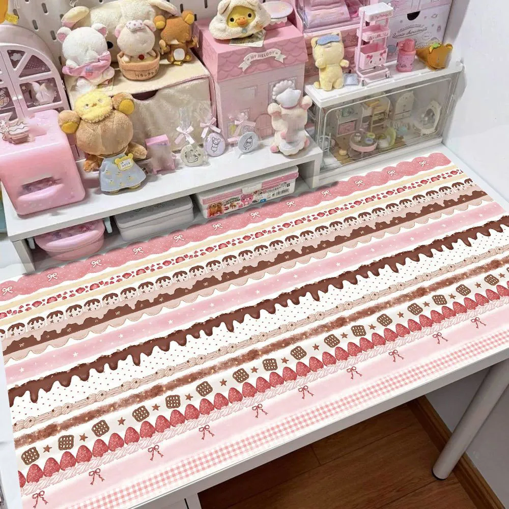 Leather Desk Pad Protector Fruit Strawberry Cake Cherry Girl Mouse Pad Office Desk Mat Waterproof Non-Slip PU Desk Blotter Pad