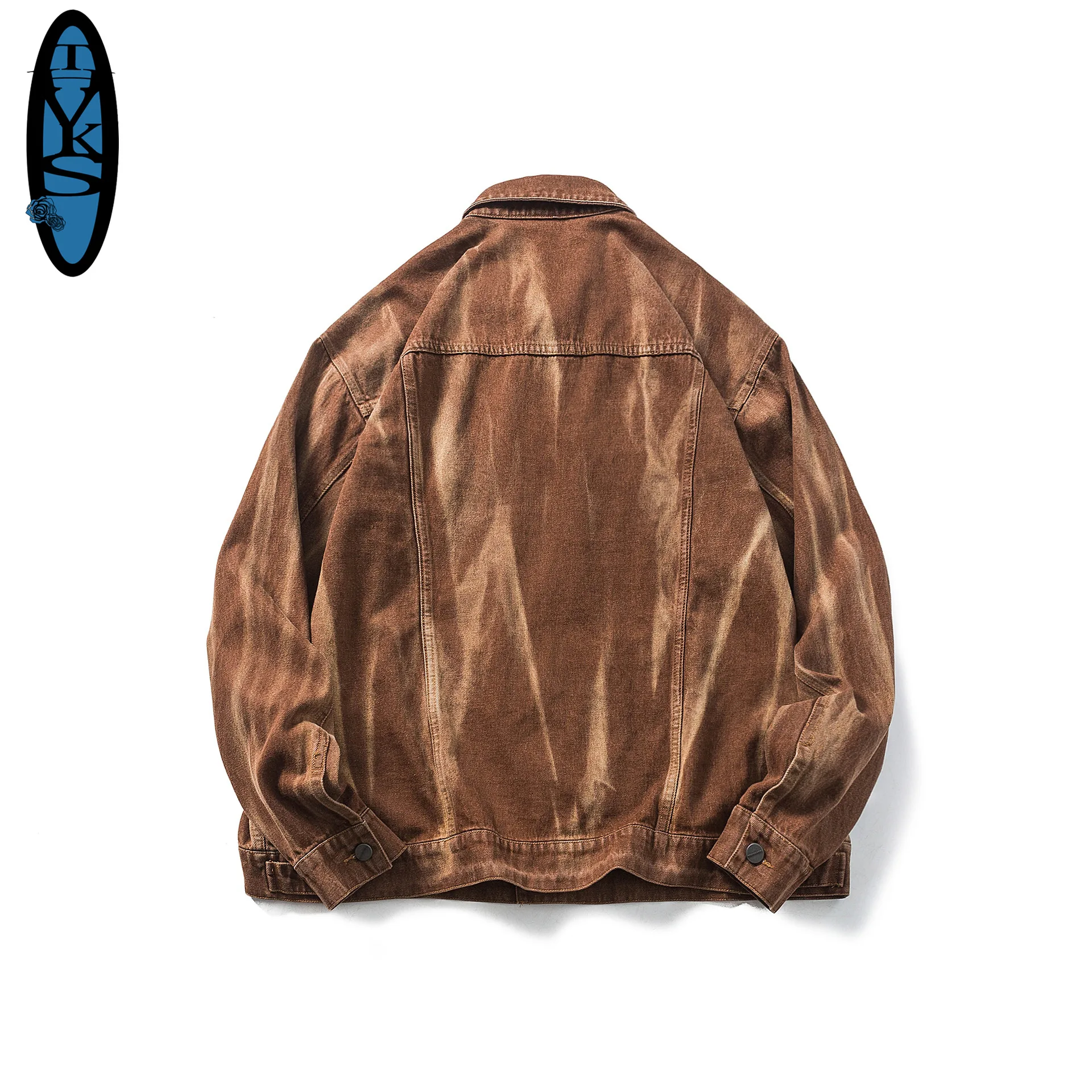 2026 New American Retro Men\'s Denim Jackets Wear-resistant Classic Vintage Baggy Coats for Male Motor&biker Brown Men Clothing