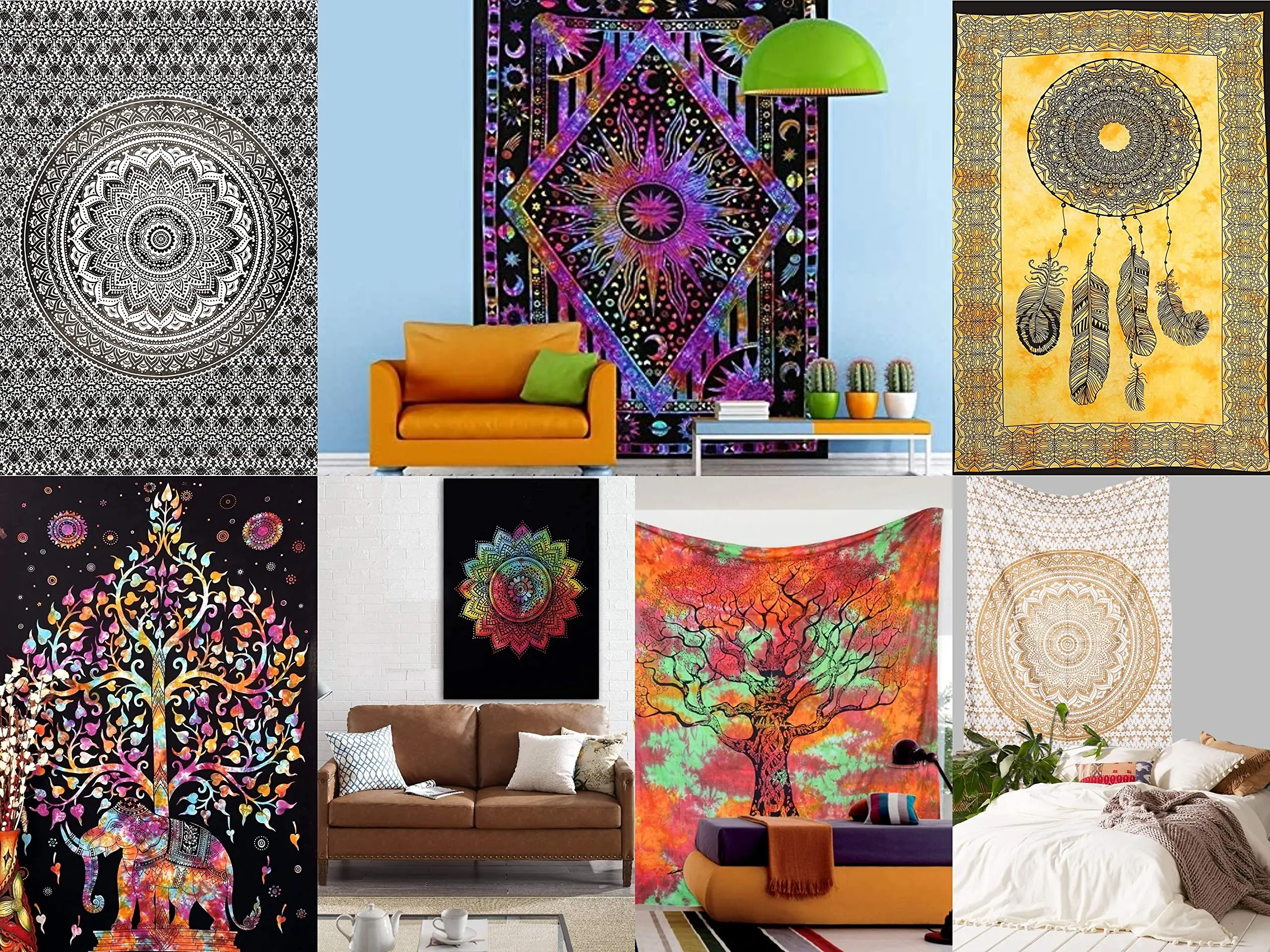 Wholesale Lot of Cotton Mandala Wall Hanging Tapestry Poster Bulk (100 PCS LOT, 40x30 Inches)