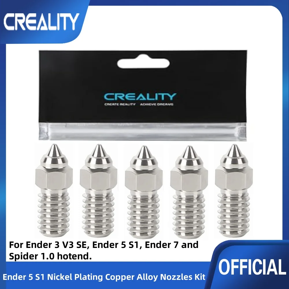 Creality Ender 3 V3 SE, Ender 5 S1 Nickel Plating Copper Alloy Nozzles Kit,  for Ender 5 S1, Ender 7, Spider 1.0 3D Printer