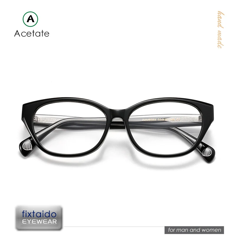 Fashion ladies cat-eye frames, acetate hand-made glasses, tortoiseshell/black-optical eyeglasses.JMM85RX