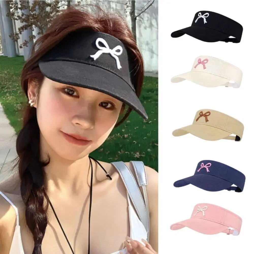 Sun Protection Sun Hat Portable Bow Embroidery Breathable Baseball Cap Empty Top Adjustable Sun-Proof Caps Ladies