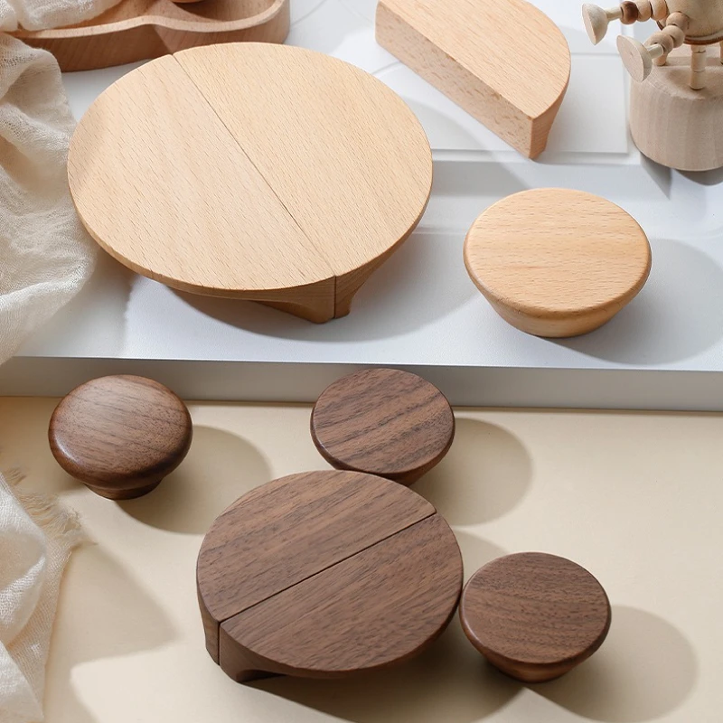 Gaveta do guarda-roupa semicírculo puxa lidar com armários gaveta guarda-roupa puxadores de móveis de madeira natural puxadores de porta de armário