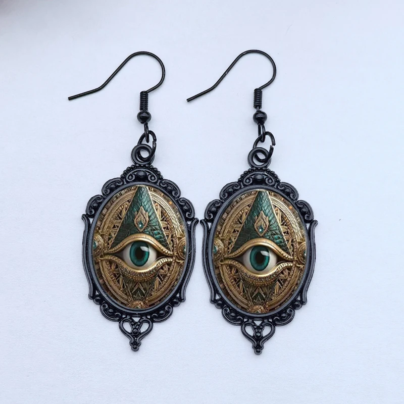 Black Gothic Evil Eye Earrings, Men's and Women's Fashion, Pagan Witch Jewelry Accessories Gifts, Longan is Jewelry