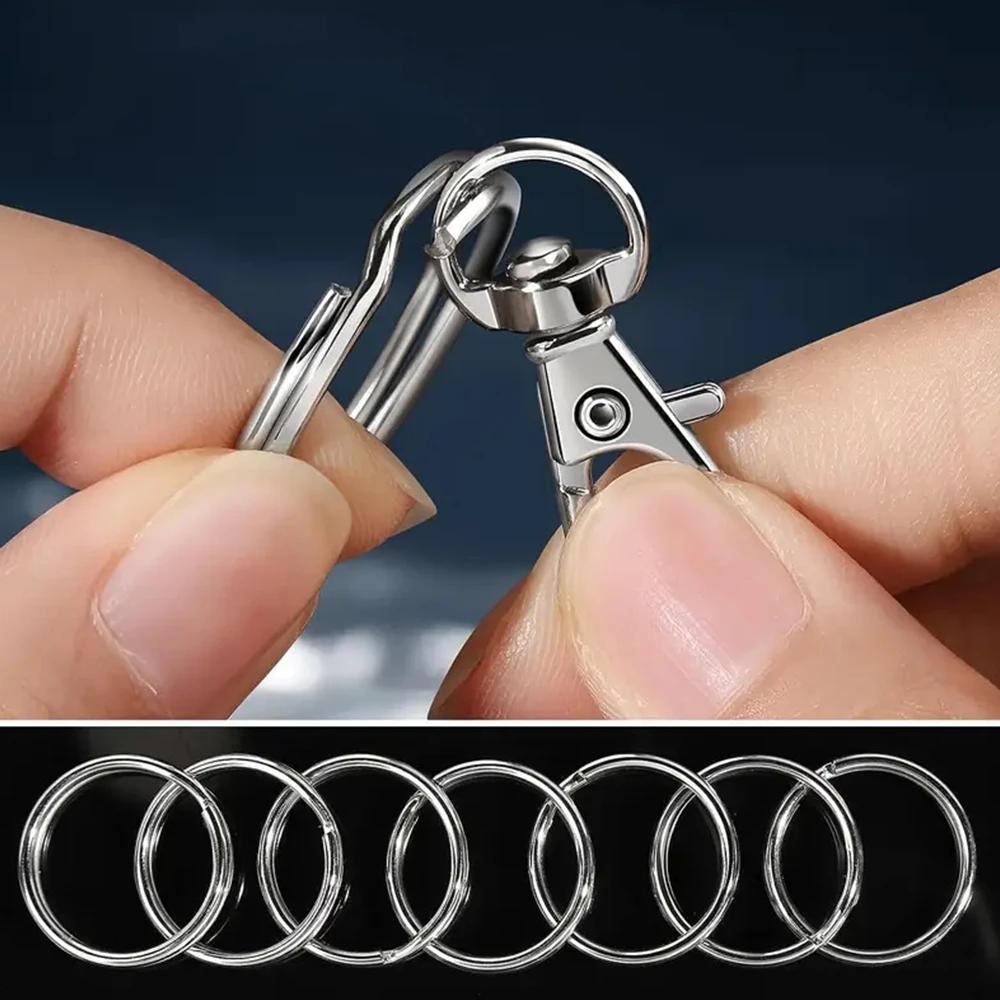 50/100 Stück Metall-Karabinerhaken-Set mit Schlüsselringen, Drehverschluss-Karabiner für DIY-Schmuckherstellung, Taschenzubehör, Schlüsselanhänger – Detail 7