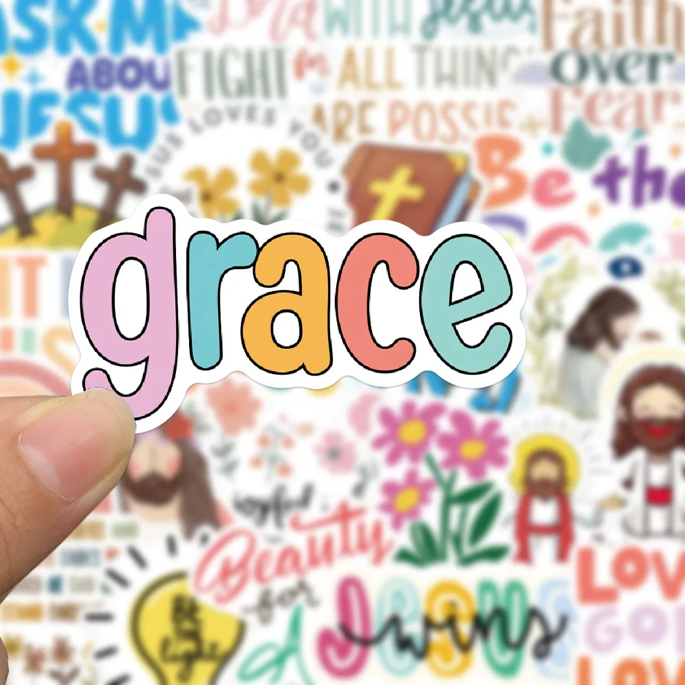 52PCS Jesus Christian Stickers Colorful Graffiti Decals For Laptop Luggage Skateboard Notebooks Fridge Cartoon Stickers Toy Gift