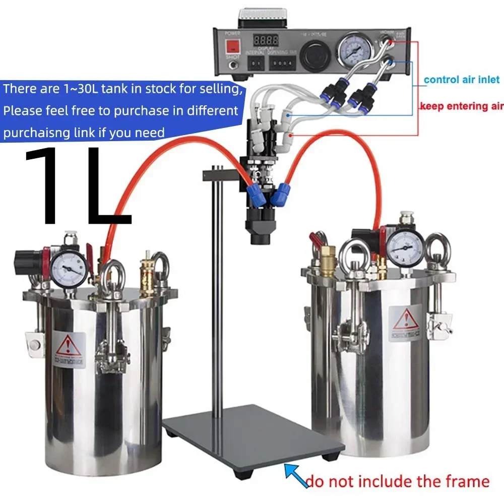 1L Semi Auto Glue Dispenser for Epoxy Resin AB Mixing Doming Liquid Glue Two-liquid Dispensing Machine Equipment