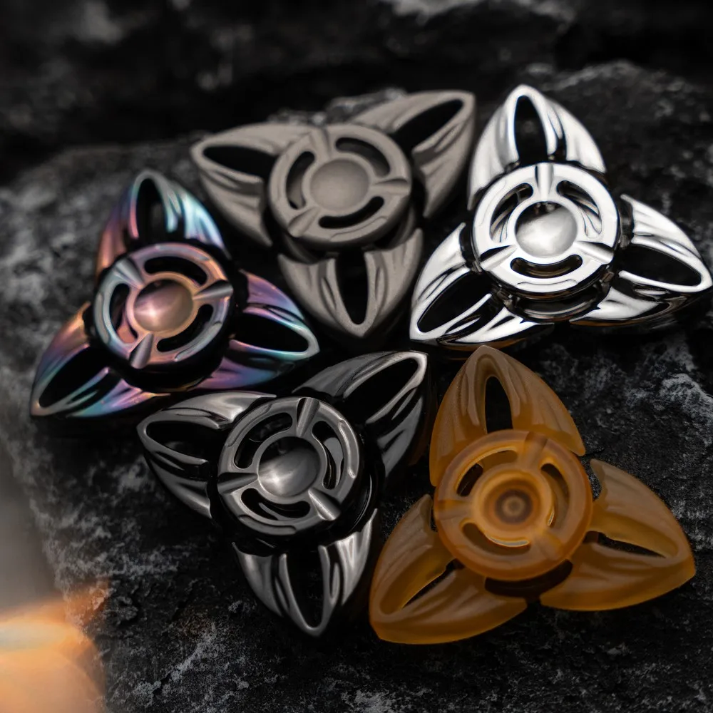 HE EDC Shadow Fidget Spinner Office Desk Accessories Anxiety Relief Gadgets Fidget Toys Adults Three Leaf Spinner