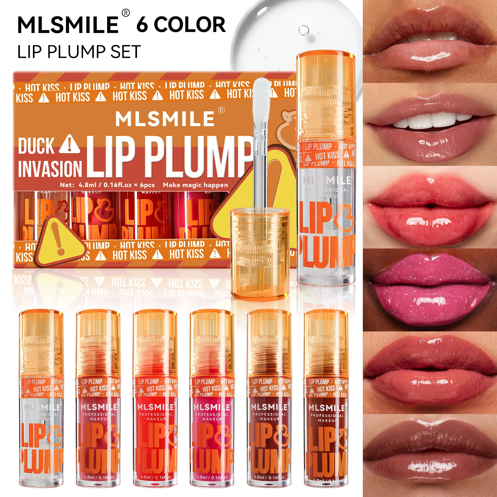 Mlsmile Duckbill Lip Plumping Lip Gloss ลิปสติกให้ความชุ่มชื้น ลิปสติกชนิดน้ํา Lip Glaze ลิปกลอสส่งออก