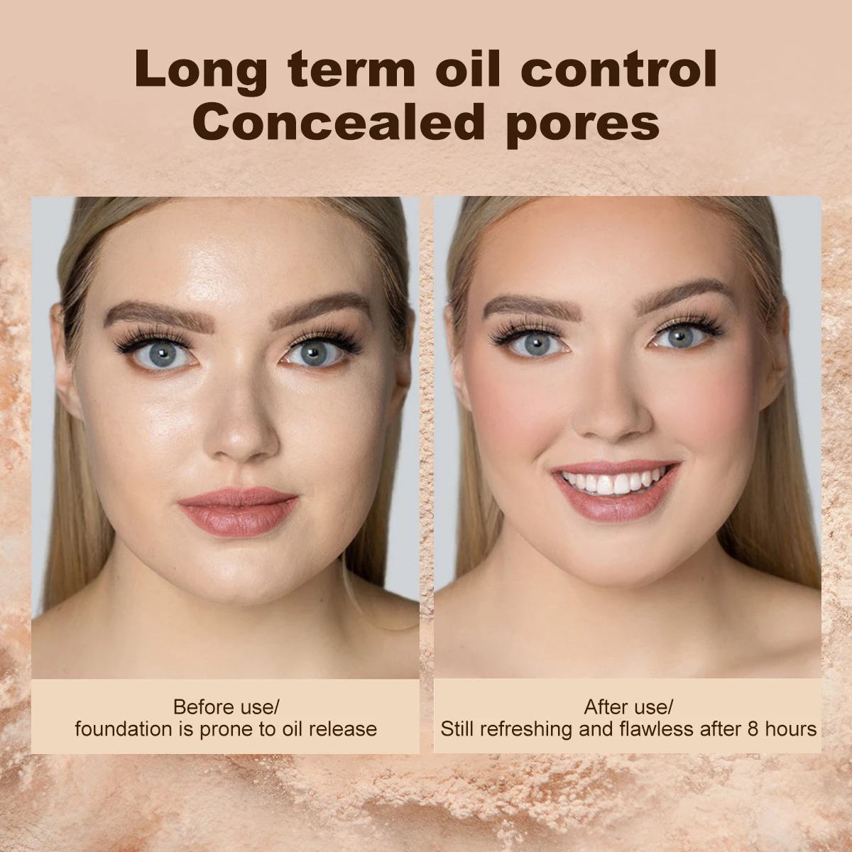 بودرة سائبة مدمجة على شكل قلب، رقيق للغاية، تدوم طويلاً، لمسة نهائية طبيعية لجميع أنواع البشرة