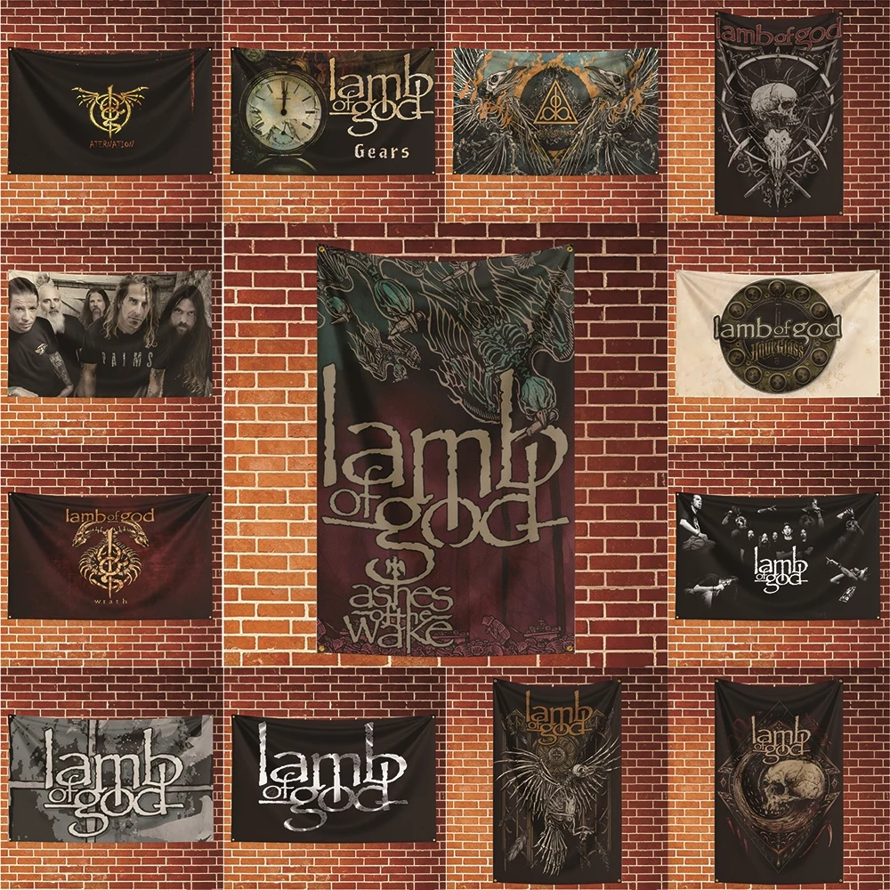 Lamb Of God Music Flag Banner For Fan Cave Watch Party Tailgate Gathering Indoor Outdoor Backyard Home Festival Ornament Supply