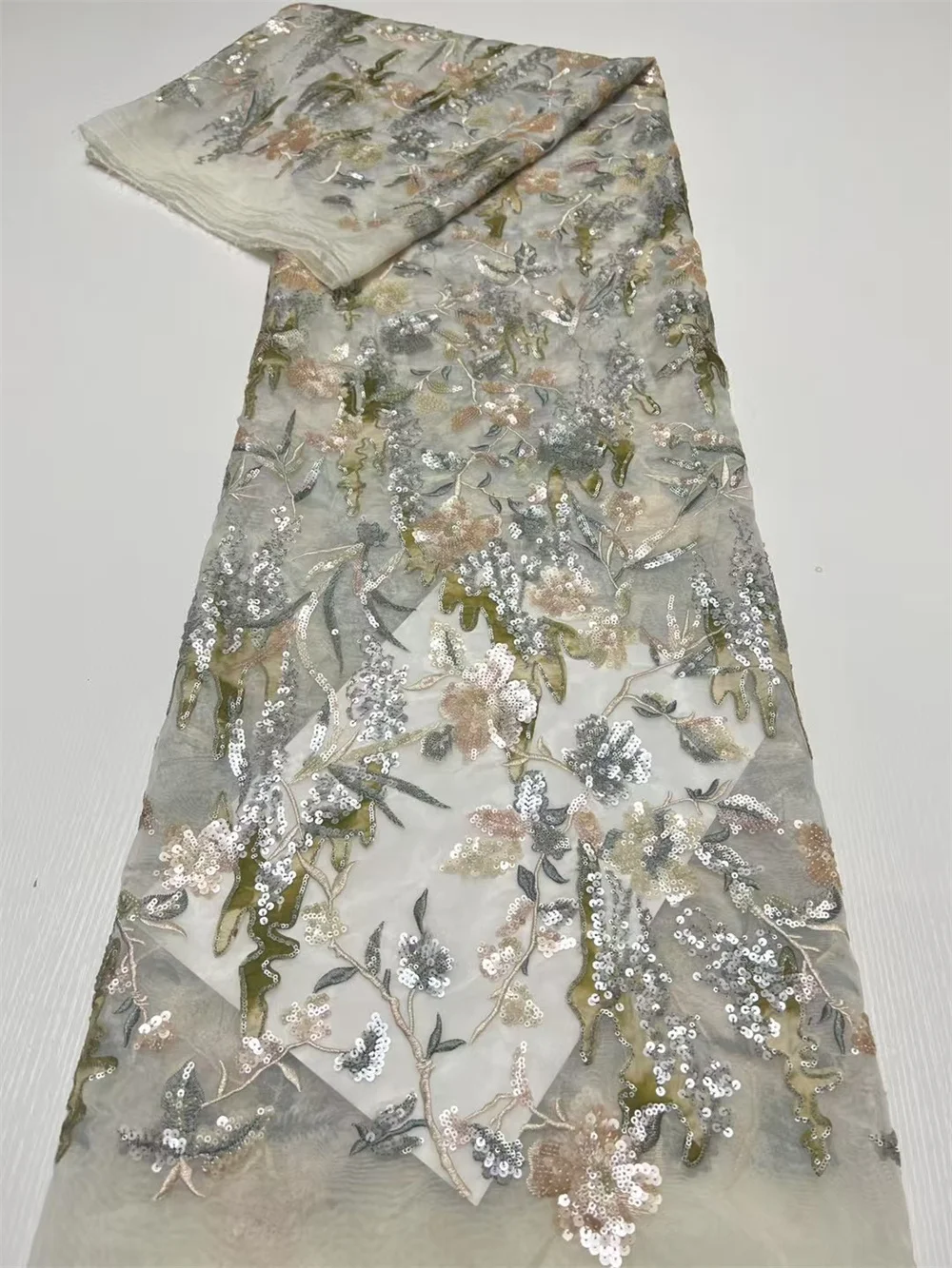 African Pink Lace Fabric Nigerian Fabric 5 Yards Mesh Lace France Luxury Beads Embroidered Tulle Lace Fabric For Sewing A1159-1