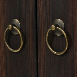 2Pc Vintage Round Ring Furniture Door Pull Handle Alloy Cabinet Dresser Drawer Knobs Handle